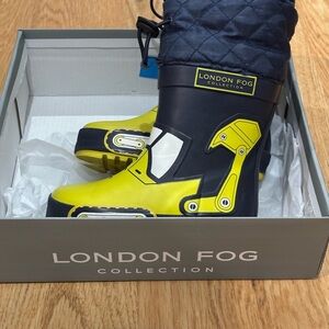 London Fog Yellow and Blue Kids' Rain Boots
